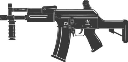 Silhouette Submachine gun military weapon black color only vector