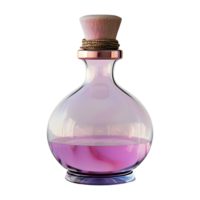 3d representación de un magia poción botella en transparente antecedentes png