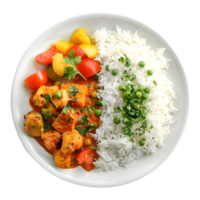 3D Rendering of a White Rice with Spices in a Plate on Transparent Background png