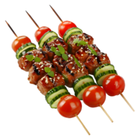 3d tolkning av en kyckling tikka pinne bbq på transparent bakgrund png