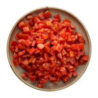 3D Rendering of a Grind Tomatoes in a Plate on Transparent Background png