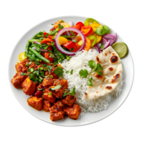 3D Rendering of a White Rice with Spices in a Plate on Transparent Background png