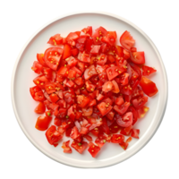 3d representación de un moler Tomates en un plato en transparente antecedentes png