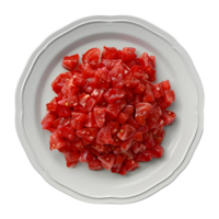 3D Rendering of a Grind Tomatoes in a Plate on Transparent Background png