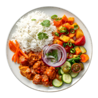 3D Rendering of a White Rice with Spices in a Plate on Transparent Background png