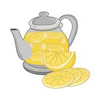 illustration of lemon juice in teapot vector