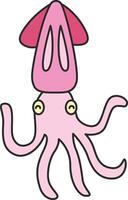 Cute squid illustration vector