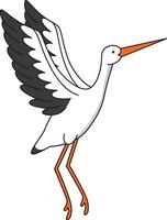 Cute stork illustration vector