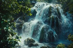 on theme of beautiful majestic waterfall in natural nature, national park attraction photo