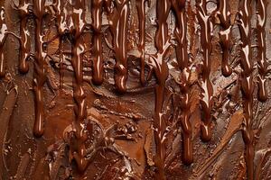 on the theme of beautiful tasty liquid chocolate on wave abstract dark background photo