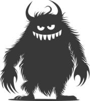 Silhouette funny monster black color only vector