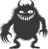 Silhouette funny monster black color only vector