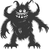 Silhouette funny monster black color only vector