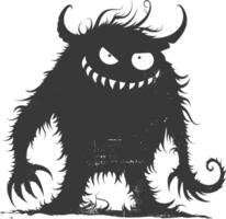 Silhouette funny monster black color only vector