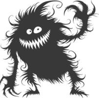 Silhouette funny monster black color only vector