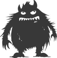 Silhouette funny monster black color only vector