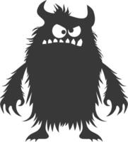 Silhouette funny monster black color only vector