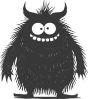 Silhouette funny monster black color only vector