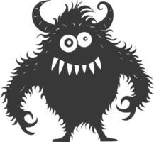 Silhouette funny monster black color only vector