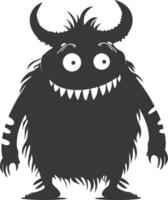 Silhouette funny monster black color only vector