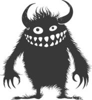 Silhouette funny monster black color only vector