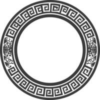 Silhouette Greek Circle Frame black color only vector