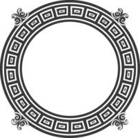 Silhouette Greek Circle Frame black color only vector