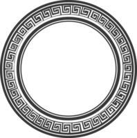 Silhouette Greek Circle Frame black color only vector