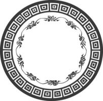 Silhouette Greek Circle Frame black color only vector