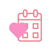 Calendar Love icon duotune red pink valentine illustration vector