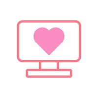 televisión amor icono duotono rojo rosado enamorado ilustración vector