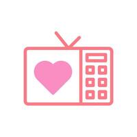 televisión amor icono duotono rojo rosado enamorado ilustración vector