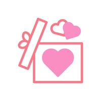 regalo amor icono duotono rojo rosado enamorado ilustración vector