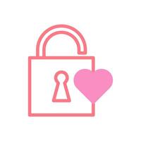 Padlock love icon duotune red pink valentine illustration vector