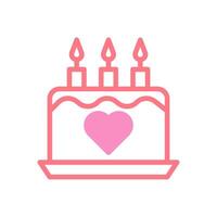 Cake love icon duotune red pink valentine illustration vector