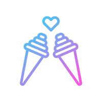 Ice cream love Icon gradient blue purple valentine illustration vector