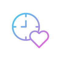 reloj inteligente amor icono degradado azul púrpura enamorado ilustración vector