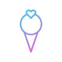 Ice cream love Icon gradient blue purple valentine illustration vector