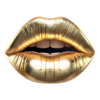 3d representación de un dorado mujer labios en transparente antecedentes png