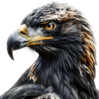 3d representación de un dorado águila en transparente antecedentes png