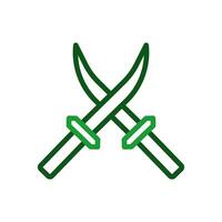 Sword icon duocolor green military illustration. vector