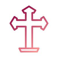 salib icono degradado rojo blanco Pascua de Resurrección ilustración vector