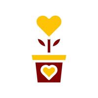 Flower love icon solid red yellow colour mother day symbol illustration. vector