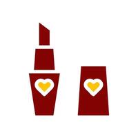 Lipstick love icon solid red yellow colour mother day symbol illustration. vector