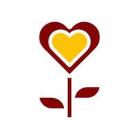 Flower love icon solid red yellow colour mother day symbol illustration. vector