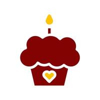 Cake icon solid red yellow colour mother day symbol illustration. vector