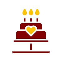 Cake icon solid red yellow colour mother day symbol illustration. vector