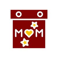 calendario mamá icono sólido rojo amarillo color madre día símbolo ilustración. vector