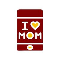 Phone mom icon solid red yellow colour mother day symbol illustration. vector