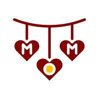 Decoration love icon solid red yellow colour mother day symbol illustration. vector